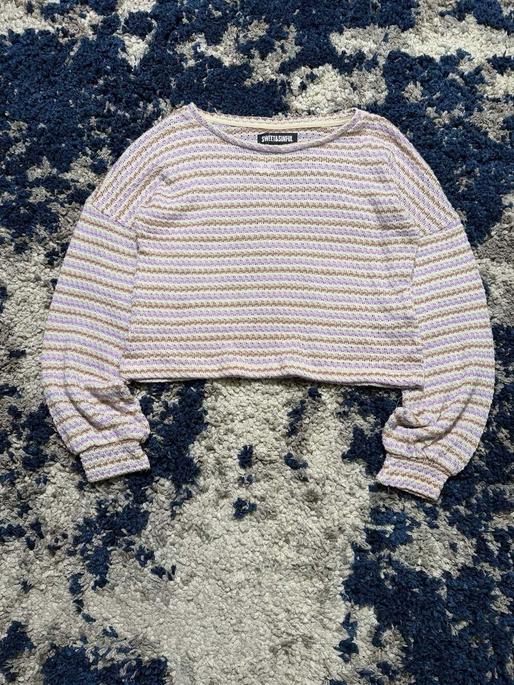 Sweet & Sinful Multicolor Striped Crop Knit Top